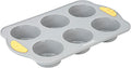 Restaurantware Silicone Baking Molds Pack of 10 Non-Stick Muffin Molds with Handles 6 Compartments, Oven-Friendly Dishwashable Freezer-Friendly Heat-Resistant Gray Silicone Cupcake Muffin Pans