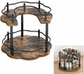 12" Wood Lazy Susan Rotating Spice Rack Spice Turntable Organizer for Kitchen Countertop Pantry and Cabinet Cupboard (B Style, 2 Tier)