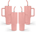 AGH 40 oz Sublimation Tumbler with Handle 4-Pack Stainless Steel Insulated Tumblers Blanks Water Bottle Travel Cups Matte Pink