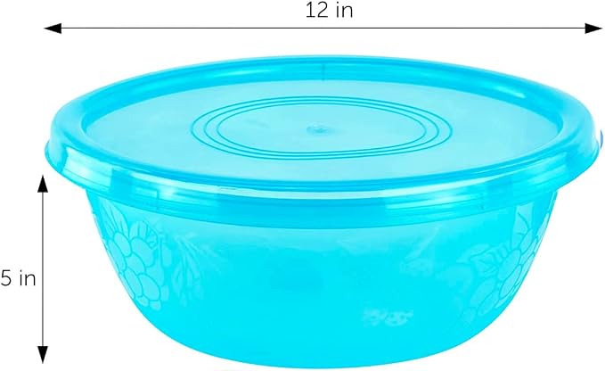 DecorRack Extra Large Assorted Serving Bowls with Lids, 5.25 Quarts Bowls, Vibrant Party Decor (3 Pack)