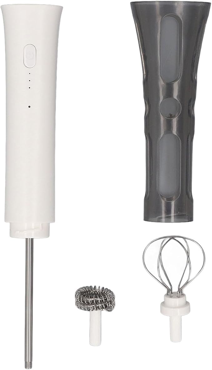Hand Mixer Milk Frother for Coffee, Kitchen Powerful Milk Frother Wand, Rechargeable Battery Operated Drink Mixer, Electric Whisk Foam Maker With 2 Whisk Attachments