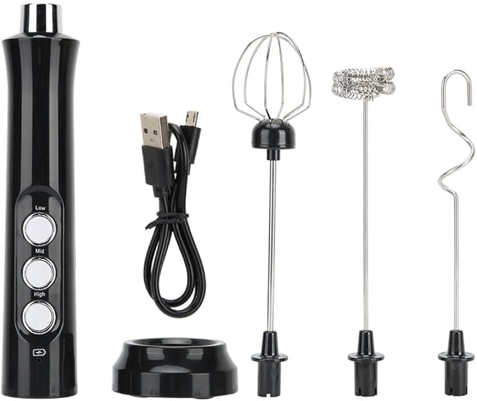 Electric Milk Frother Rechargeable Blender Usb Shaker Automatic Usb Rechargeable Beater Mixer Egg Whisk Stirrer 2.5W 3 Speed Setting Electrico Rechargable Beer Frother