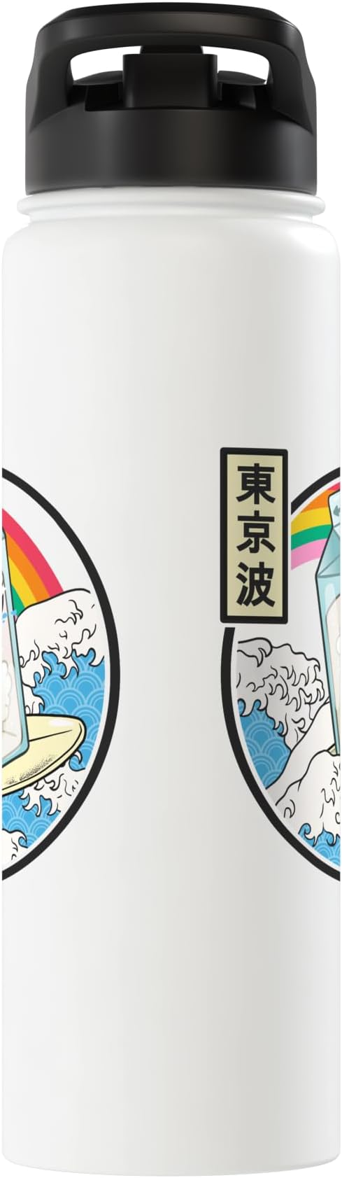 Surfing Milk Carton In Japanese Waves Vaporwave Kawaii Anime Stainless Steel Insulated Water Bottle
