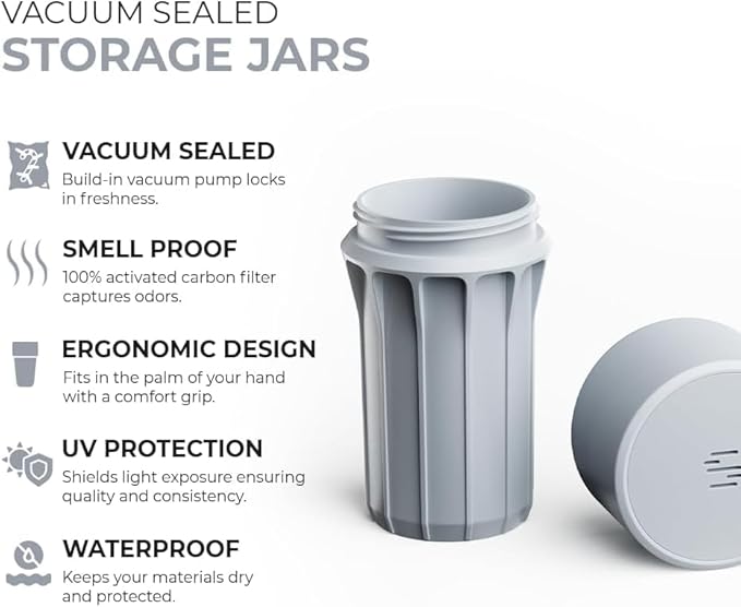Staze Air Tight Smell Proof Container (148ml) - Vacuum Seal Jar, Waterproof Food Storage Canister, Portable Small Smell Proof Jar for Coffee, Herb, Spice & Gummies - (SHROOM)