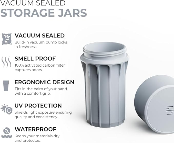 Staze Air Tight Smell Proof Container (148ml) – Vacuum Seal Jar with UV Protection, Waterproof Food Storage Canister, Portable Small Smell Proof Jar for Coffee, Herb, Spice & Gummies - (CLOUD)