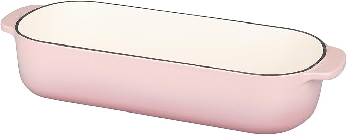 EDGING CASTING Enameled Cast Iron Loaf Pan with Lid, Bread pan, Dutch Oven Bread pan for Homemade Sourdough Bread Baking, 12.5x5.5 inch, 5qt, Pink
