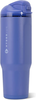 HydroJug Ease2o Water Bottle with Straw & Chug Lid, Stainless Steel, Vented Cap to Help Reduce Pressure, Water-Level Window, Cup Holder Friendly, Non-Slip Base – 32oz, Berry Pop