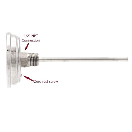 PIC Gauge B3B6-I 3” Dial Size, 0/250°F, 6" Stem Length, Back Angle Connection, Stainless Steel Case, 316 Stainless Steel Stem Bimetal Thermometer