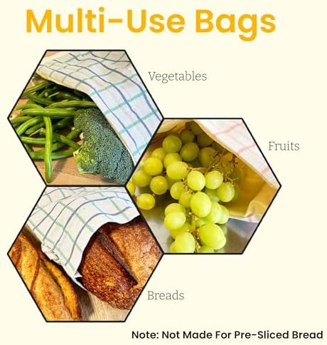 Reusable Beeswax Lined Bread Bag (Blue) & Non-Scratch Mesh Cleaning Cloth – Bread Storage & Kitchen Cleanup Bundle – 2-Piece Set