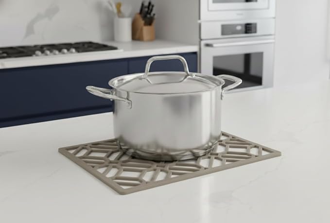 GASARÉ, Extra Large, Thick, Silicone Trivet for Hot Dishes, Pots, and Pans, Heat Resistant Mat for Countertop, Hot Pad for Kitchen, Easy to Clean, 16 x 12 x 3/8 Inches, Taupe