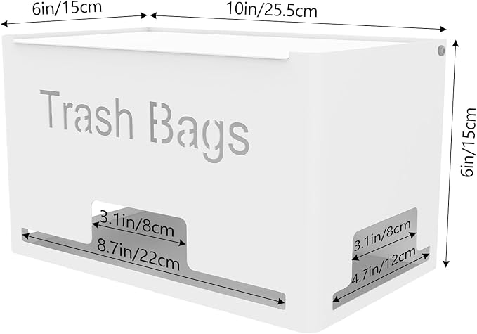STWWO Large Trash Bag Holder, Garbage Bag Dispenser Roll Holder, White | Trash Bag Storage Organizer for Kitchen Laundry Room Under Sink, Metal Trash Bag Holder Dispenser Wall Mounted /Freestanding
