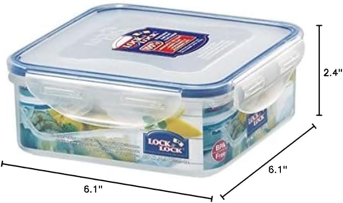 (Pack of 6) Lock & Lock Airtight Square Food Storage Container 29.41-oz / 3.68-cup
