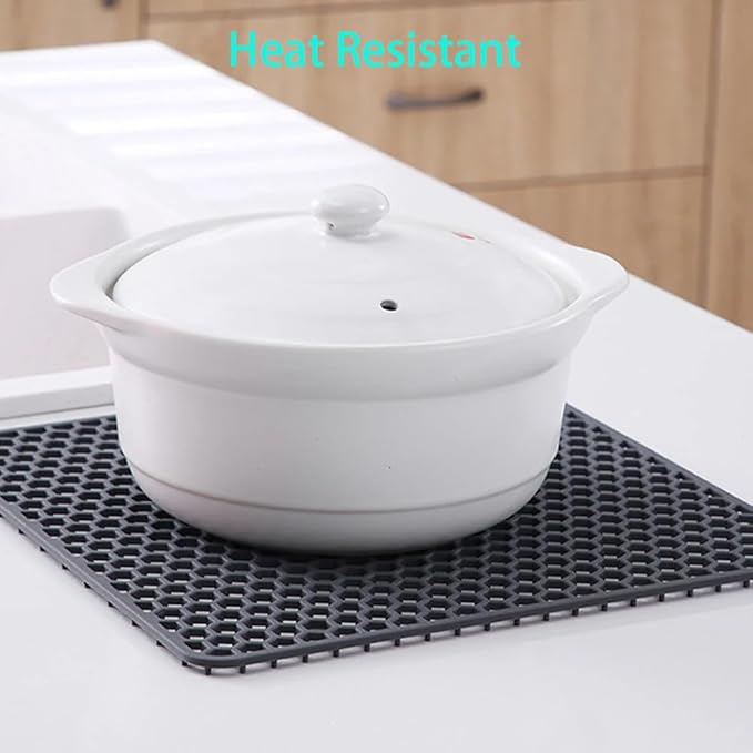 2pcs Silicone Sink Protector Grid Heat-Resistant Sink Liner Mat Anti-Slip Reusable for Bottom of Kitchen Farmhouse Table Mat Dining Protector Drying Kitchen Counter