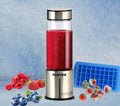 Portable Smoothie blender ROSEVIEW Glass bottle USB rechargeable mini Handheld Ice Shakes Cup 2 speed blend juicer Cordless Personal smoothies maker Fruit mixer (Metallic)