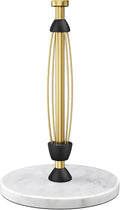 Paper Towel Holder Countertop, Marble Weighted Base, Warm Gold, One-Handed Tear, Freestanding Paper Towel Stand Rack with Ratchet Mechanism for Kitchen Bathroom Essential Decor Accessories