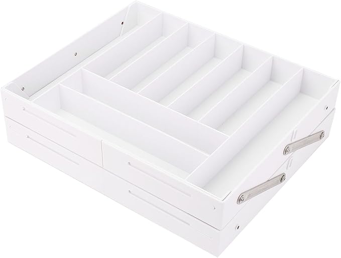 TOPINCN 2 Tier Collapsible Multi Level Drawer Organizer Tray, Folding Smart Drawer Storage, Expandable for Makeup, Jewelry, Silverware, Utensils, Kitchen Office Supplies