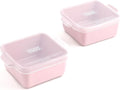 Souper Cubes Ceramic Baking Dishes 2.0-5" x 5" Baking Dishes with Silicone Lids, Individual Baking Dishes for Oven, Microwave, Oven and Air Fryer Safe, USA Made, Set of 2 - Cotton Candy