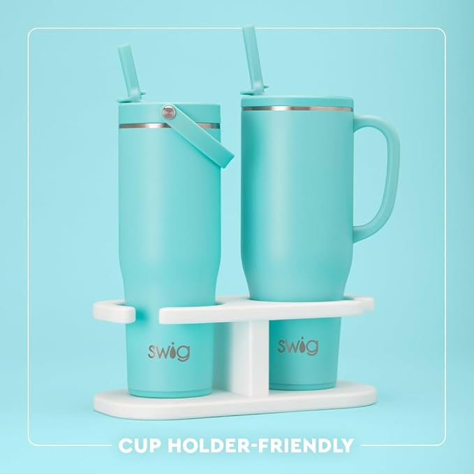 Swig Life 40oz Leak Proof Mega Mug, 40oz Leak Proof Tumbler with Handle and Straw, Extra Large Insulated Tumblers, Cup Holder Friendly Travel Mug, Reusable Leakproof Water Bottle (Green Thumb)