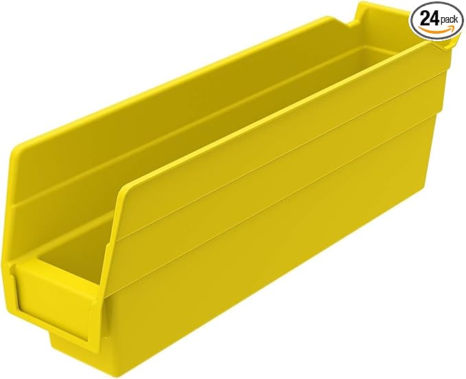 Akro-Mils 30110 Plastic Organizer and Storage Bins for Refrigerator, Kitchen, Cabinet, or Pantry Organization, 12-Inch x 3-Inch x 4-Inch, Yellow, 24-Pack