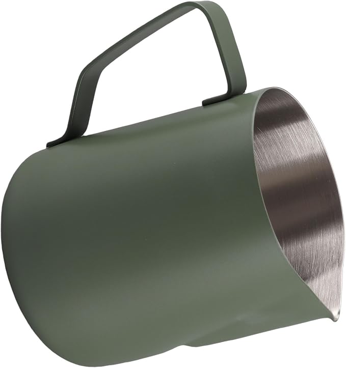 Milk Frothing Jug, 304 Stainless Steel Steaming Pitcher Latte Art Frothing Cup with Inner Scale for Making Coffee Cappuccino (Dark Green)
