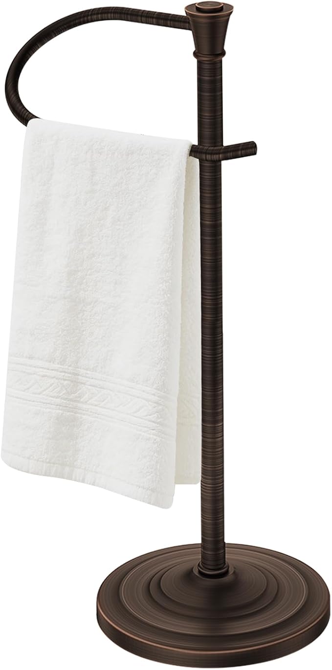 Bronze Bath Hand Towel Holder Stand,Stainless Steel 16 Inch Free Standing Towel Rack,Heavy Weight Towel Bar for Bathroom Vanity Countertop &Kitchen