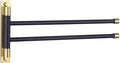 GERZWY Bathroom Swing Arm Towel Bars 2-Arm Wall Mount Stainless Steel Bath Towel Rack Hanger Towel Holder Organizer (Black & Gold) HYG02-BD