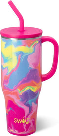 Swig Life 40oz Mega Mug, 40oz Tumbler with Handle and Straw, Extra Large Insulated Tumblers, Cup Holder Friendly Travel Mug (Candy Crush)