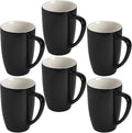 homEdge Porcelain Mug Set, 16 Ounces Cup for Tea, Latte, Mocha, Hot Chocolate, Set of 6, Black