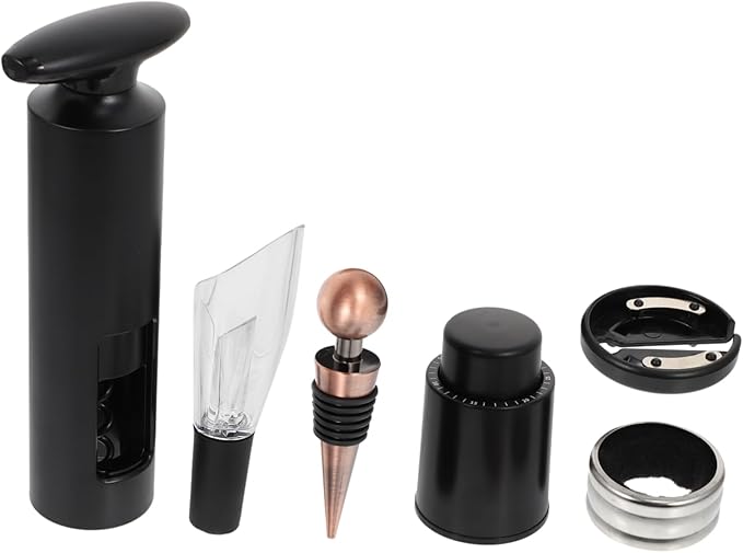 KICHOUSE 6pcs Wine Opener Set Corkscrew Vacuum Wine Stopper Decanter Pourer Stylish Accessories Easy to Use