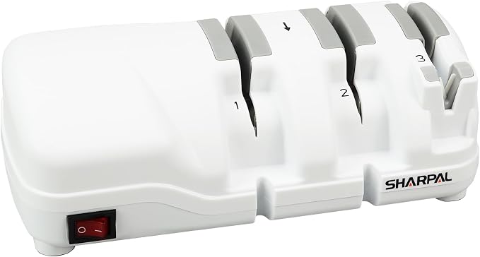 SHARPAL 198H Electric Knife Sharpener - 3 Stage Professional Knife Sharpening System with Diamond Wheels, Suit for Double-Beveled Straight Edge & Serrated Knives, Premium Fathers Day Gift