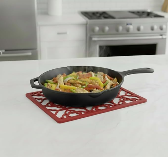 GASARÉ, Extra Large, Thick, Silicone Trivet for Hot Dishes, Pots, and Pans, Heat Resistant Mat for Countertop, Hot Pad for Kitchen, Easy to Clean, 16 x 12 x 3/8 Inches, Red