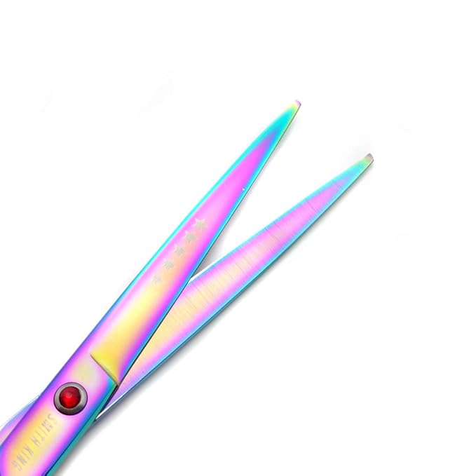 7.0 Inches Hair Cutting Scissors Set with Combs Lether Scissors Case,Hair cutting shears Hair Thinning shears For Personal and Professional (Rainbow)