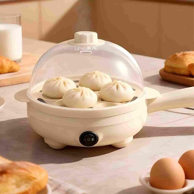 Boiled Egg Cooker 450W,Hard Boiled Eggs Cooker Electric 7 Egg Capacity,Plastic,Auto Power Off with Measuring Cup,Compact,Easy for Kitchen,Travel,White