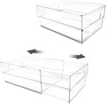 Isaac Jacobs 2-Pack Clear Expandable Storage Bins - Medium, 11"-19" L x 8.5" W x 4.8" H, Plastic Organizer with Cut-Out Handles, Adjustable Length from 11-19" for Home, Kitchen & Office