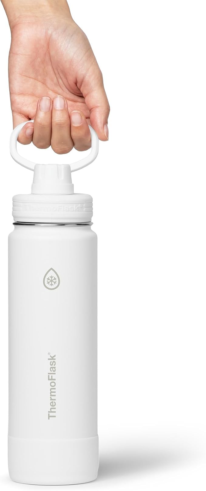 ThermoFlask Insulated Water Bottle with Spout Lid (24 oz, White) - Leakproof, Stainless Steel Water Bottle for Cold & Hot Drinks, Travel & Daily Hydration