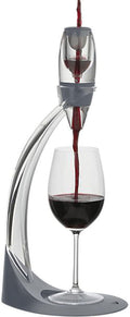 Vinturi Deluxe Essential Pourer and Decanter Tower Stand Easily and Conveniently Aerates by the Bottle or Glass and Enhances Flavors with Smoother Finish, Gray, Red Wine Set