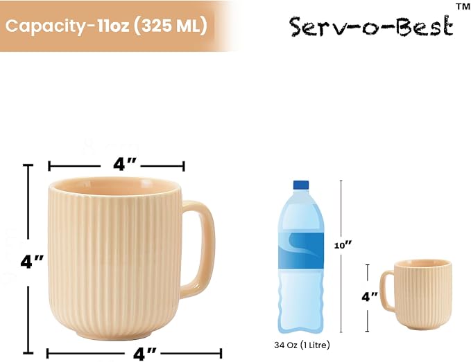 Servo Best Handmade Cermaic Coffee Mug set of 6, Capacity of Ceramic Cup 11 Oz, Coffee Lover, Ideal Gift for Thanksgiving, Home décor, Microwavable & Dishwasher Safe - Pack of 6 Multicolor