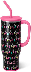 Swig Life 30oz Mega Mug, 30oz Tumbler with Handle and Straw, Large Insulated Tumblers, Cup Holder Friendly Travel Mug, Stainless Steel 30 oz Tumbler, Reusable Insulated Water Bottle (Tacky Lights)