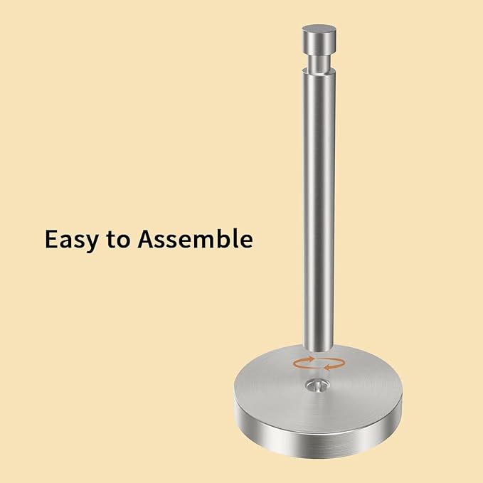 YUMORE Paper Towel Holder Countertop, Counter Paper Towel Holder with Weighted Base Non Slip, Standing Paper Towel Roll Holder for Modern Kitchen Bathroom, Stainles Steel (Brushed Nickel)