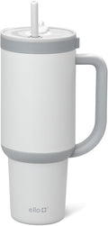 Ello Oasis 40 oz Tumbler with Handle & Retracting Straw | Reusable Insulated Stainless Steel Cup 100% Leakproof, Gifts for Teens Women Men | Keeps cold for 20 Hours, Cup Holder Friendly, Grayscale