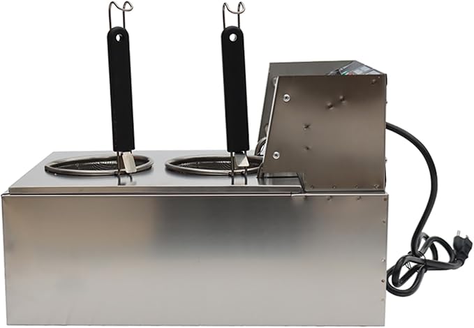 INTBUYING Electric Noodle Maker 2 Hole Commercial Pasta Maker 5 Ring Heating Tube with 2 Baskets for Restaurants Shop 110V 1700W 10L Capacity