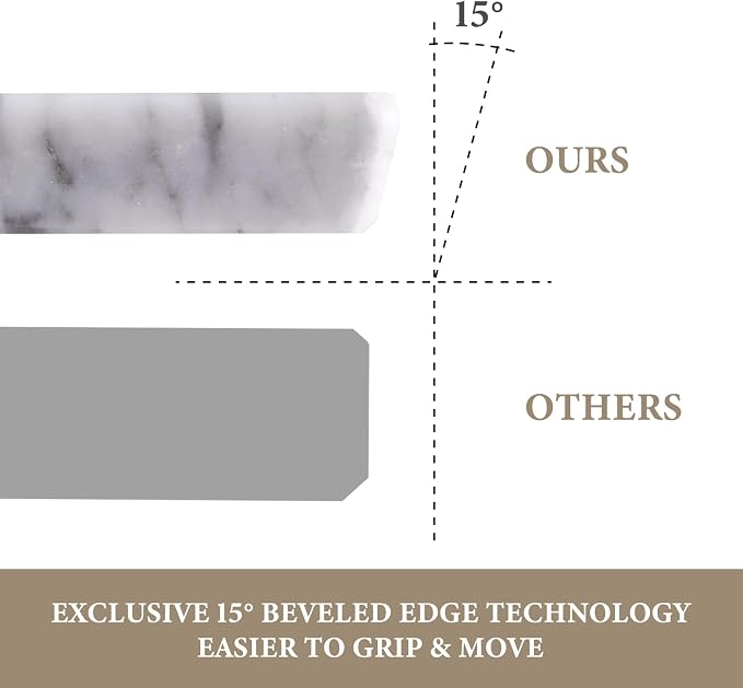 Koville Italian Carrara Marble Cutting Board for Kitchen, 16x12inch Large Hand Crafted Marble Slab for Cheese, Charcuterie, Pastry Board - Wedding Gift, House Warming Gift