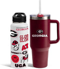 The Memory Company Officially Licensed NCAA 2-Pack Stainless Steel Tumbler Set, 34oz Team Spirit Water Bottle & 40oz Game Day Tumbler with Lid and Straw, BPA-Free Materials, Convenient Straw Design