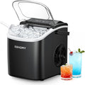 EUHOMY Countertop Ice Maker Machine with Handle, 26.4lbs in 24Hrs, 9 Ice Cubes Ready in 6 Mins, Self-Cleaning Portable Ice Maker with Basket and Scoop, for Home/Kitchen/Camping/RV. (Black)