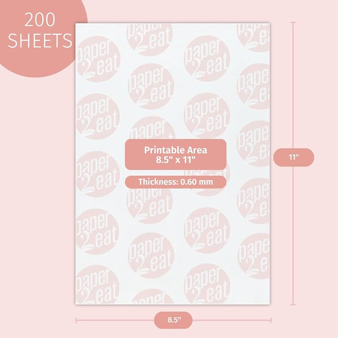 Printable Edible Wafer Paper Sheets from paper2eat (0.60 mm - 200 sheets/Plain)