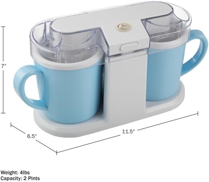 Ice Cream Maker - 1QT Ice Cream Machine for Sorbet, Gelato, Frozen Yogurt and More - Kitchen Appliances and Gadgets by Classic Cuisine (Blue)