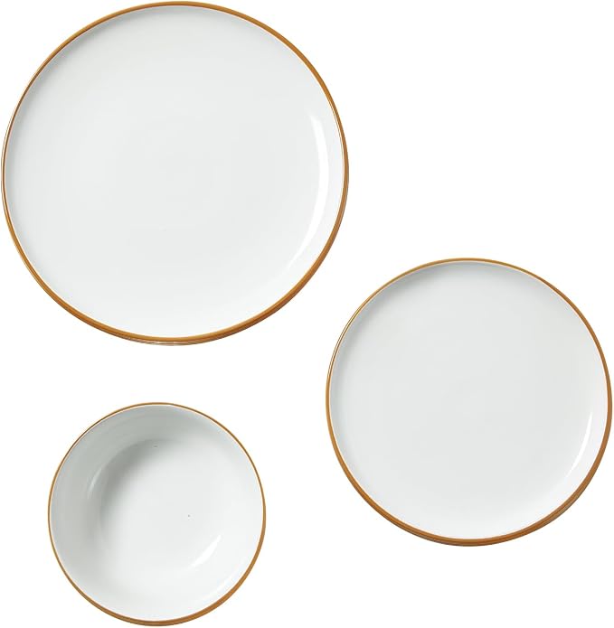 VEVOR Dinnerware Set, Service for 6 (18 PCS), Round Plates and Bowls Sets, Scratch Resistant Ceramic Dinner Ware, Dishwasher and Microwave Suitable Kitchen Dish, for Dessert Salad Soup Pasta, White