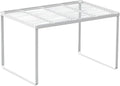 Kitchen Cabinet Storage Shelf Stackable Wire Spice Rack Organizer Heavy Duty Space Saver for Bathroom Bedroom Closet Laundry Room Office Countertop - White, Pack 1