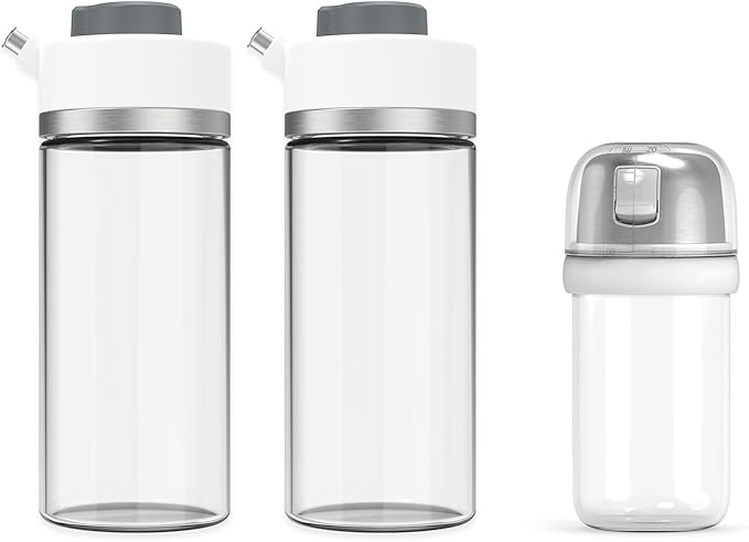 KITCHENDAO Precision Pour Glass Oil Dispenser and 2 in 1 Glass Salt Shaker