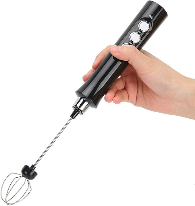 Electric Milk Frother, Handheld Automatic Egg Beater, USB Rechargeable Milk Shaker with 3 Speed Settings, 1200mAh Battery, Includes 3 Mixing Heads for Coffee, Milk, Cocktails, Smoo